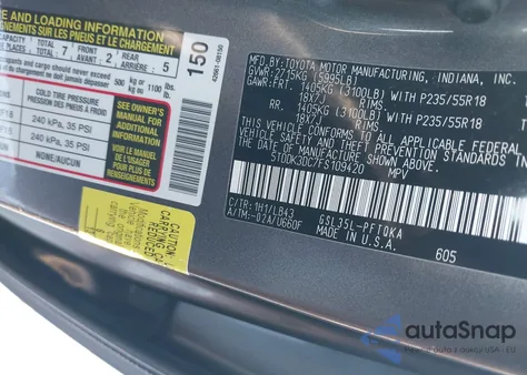 2015 Toyota Sienna Limited Premium 7 Passenger z USA, uszkodzony, nr VIN 5TDDK3DC7FS109420